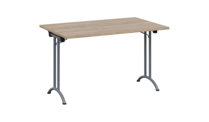 SLA 125 lak skládací jednací stůl 1250x800, deska 25 mm, podnož stříbrný lak, deska dub bardolino